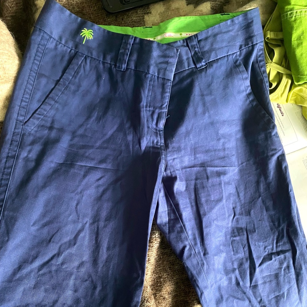 Lilly Pulitzer Navy Blue Cropped Pants Sz 2